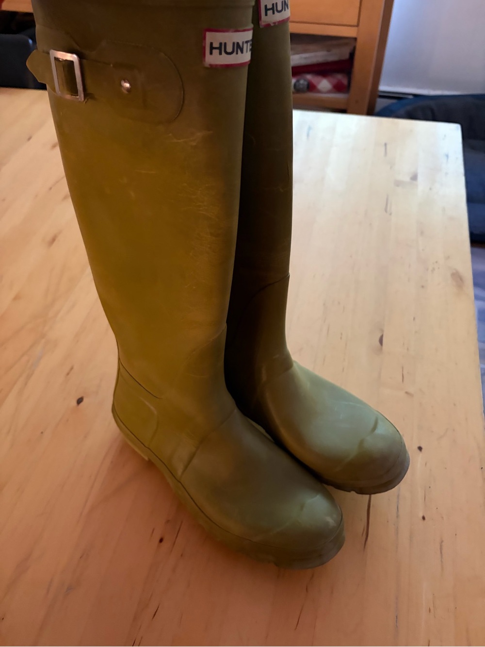 Hunter Olive Green Tall Rubber Rain Boots - Picture 4 of 10